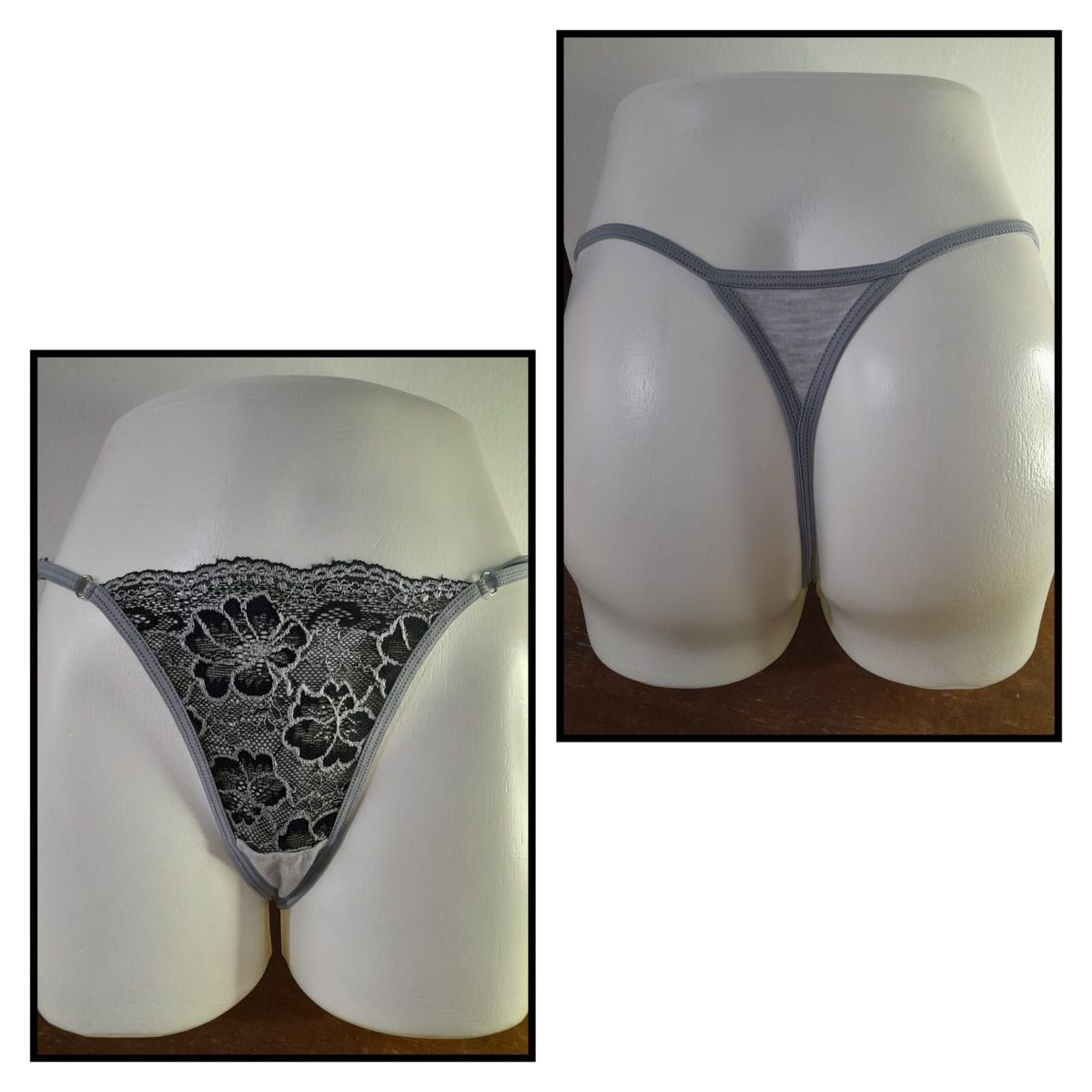 GENERICO - PANTY SEMI HILO SEXY DE ENCAJE Y ALGODON TALLA UNICA AJUSTABLE