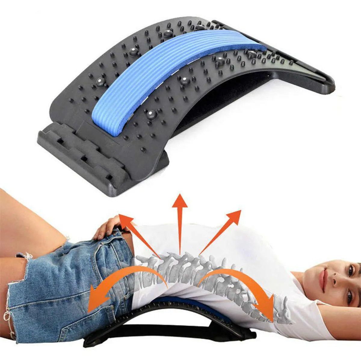 GENERICO - Estirador de espalda soporte lumbar acupuntura por dolor y masajeador