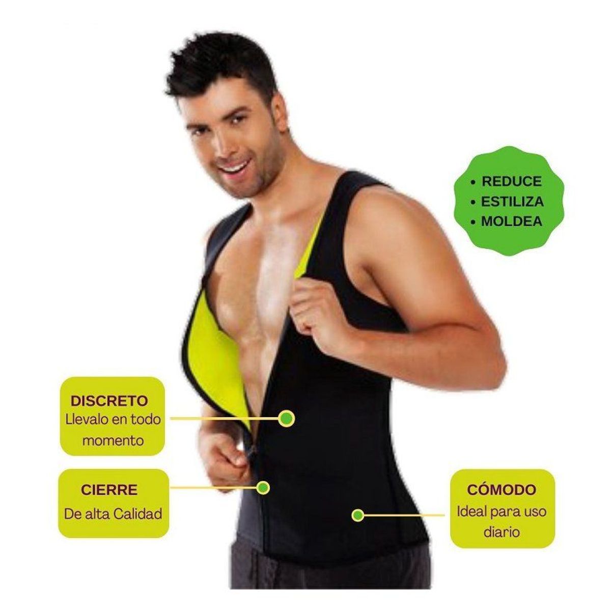 GENERICO - Fajas hombre reductor con cierre - neopreno