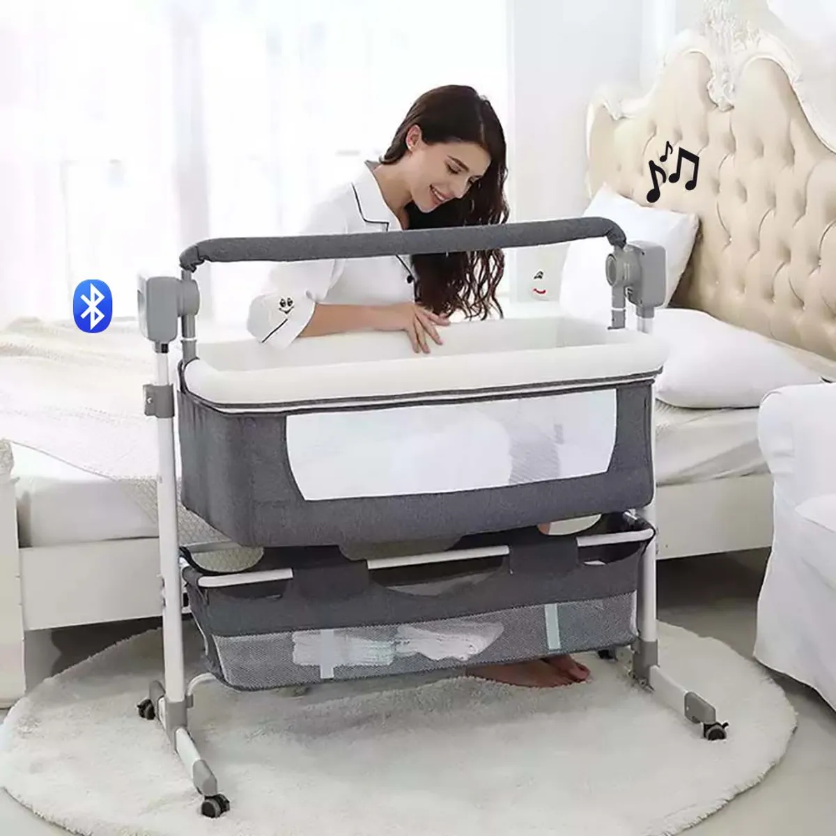 BABYKISS - CUNA COLECHO ELECTRICO LUXURY MECEDORA Y MUSICAL BLUETOOTH