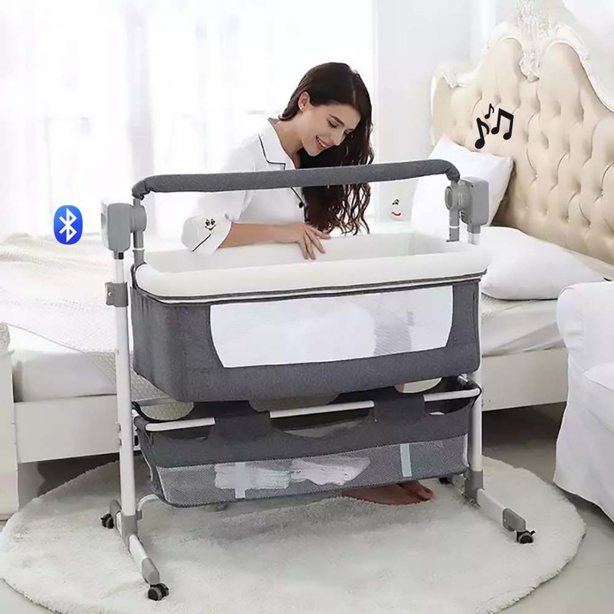 BABYKISS - CUNA COLECHO ELECTRICO LUXURY MECEDORA Y MUSICAL BLUETOOTH