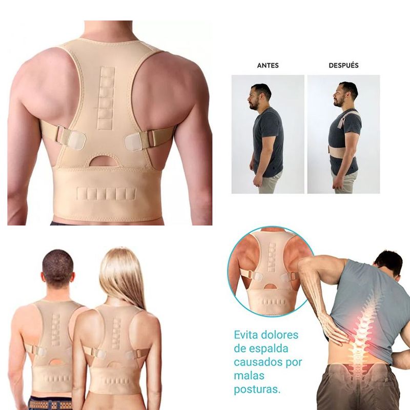 GENERICO - Corrector postura magnética ajustable espalda faja barriga - M