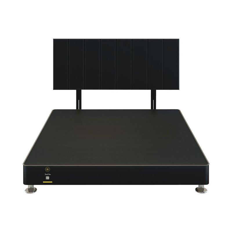 BARAKA HOME - Dormitorio Linz 1.98 x 2.03 + Cabecera Neuss Pata Desmontable King - Negro