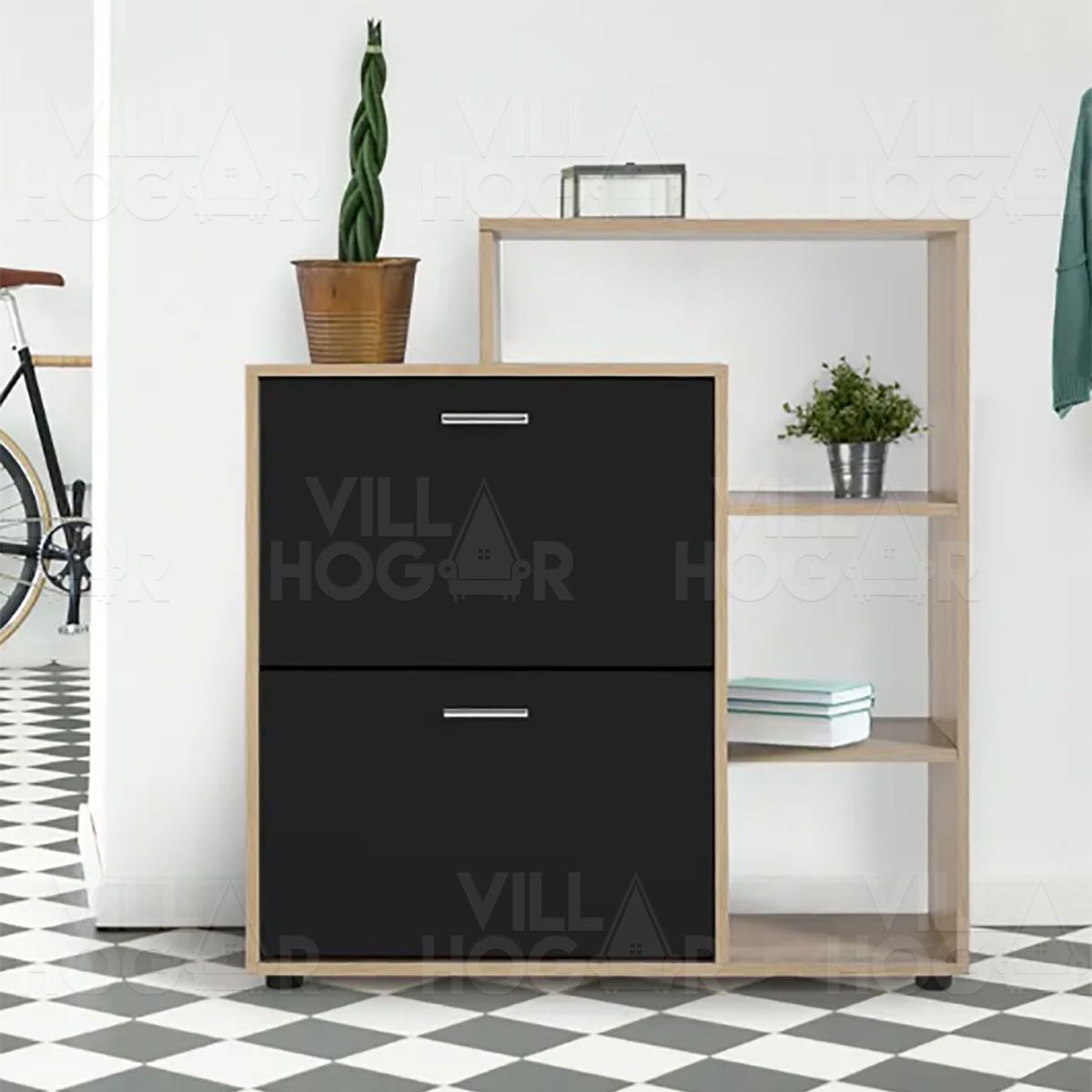 VILLA HOGAR - Zapatera Guetta negro - capacidad 21 pares de zapatos