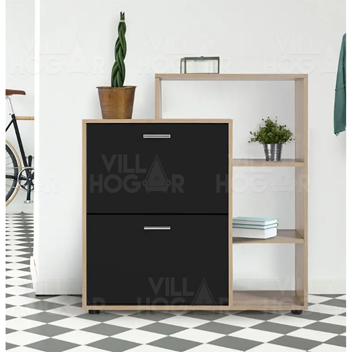 VILLA HOGAR - Zapatera Guetta negro - capacidad 21 pares de zapatos