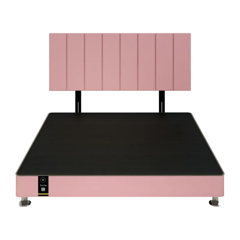 BARAKA HOME - Dormitorio Linz 1.98 x 2.03 + Cabecera Neuss Pata Desmontable King - Rosado