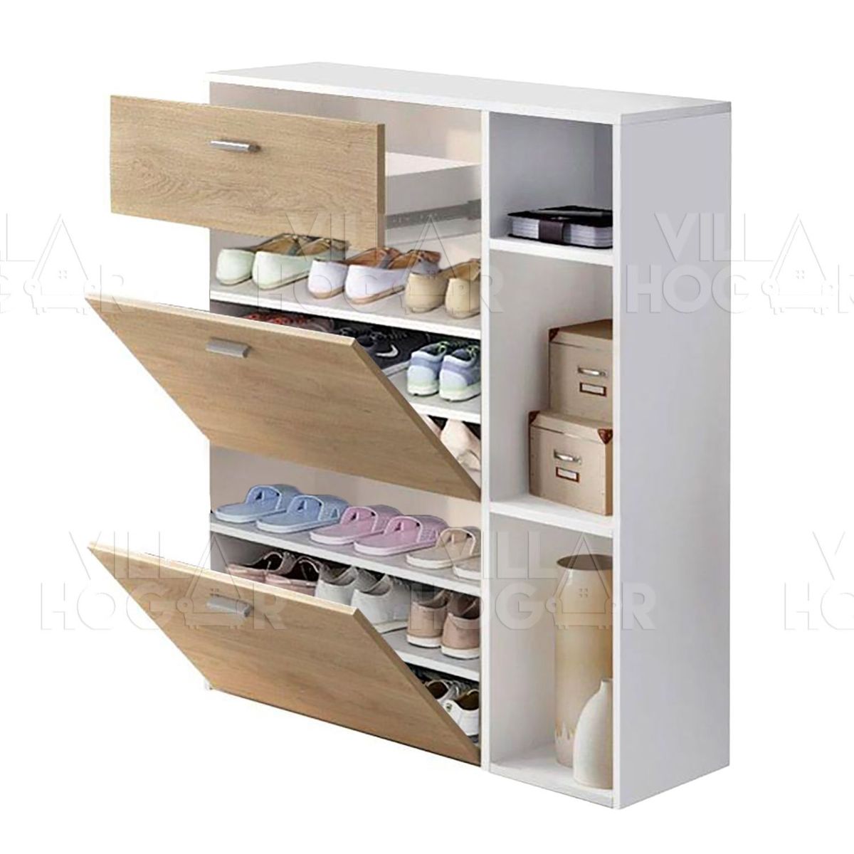 VILLA HOGAR - Zapatera Arianna blanco - capacidad 18 pares de zapatos