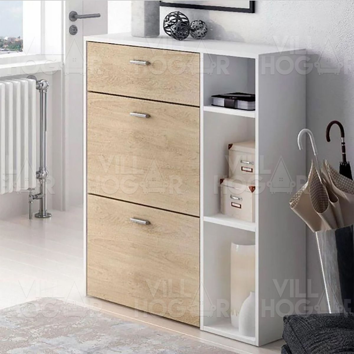 VILLA HOGAR - Zapatera Arianna blanco - capacidad 18 pares de zapatos