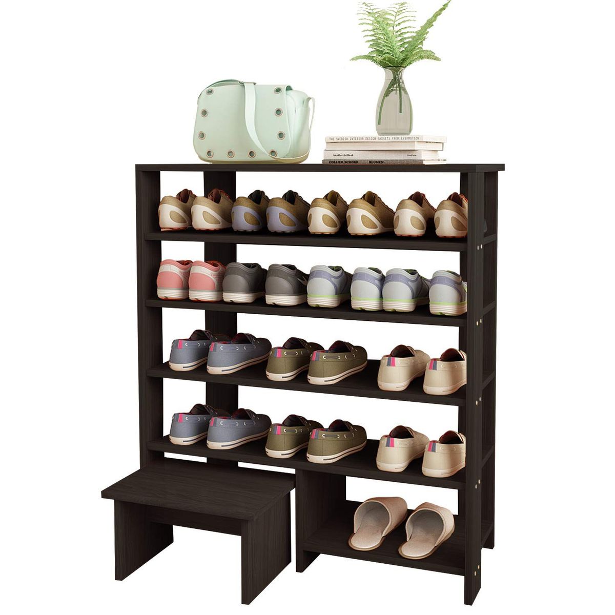 VILLA HOGAR - Zapatera con banquito Ninna negro - Villa Hogar