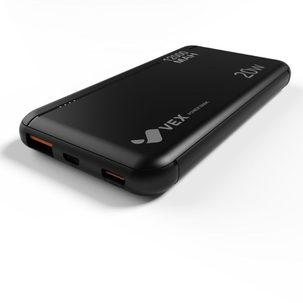 VEX - Batería externa Cargador Portátil 12000mAh Power Bank Negro