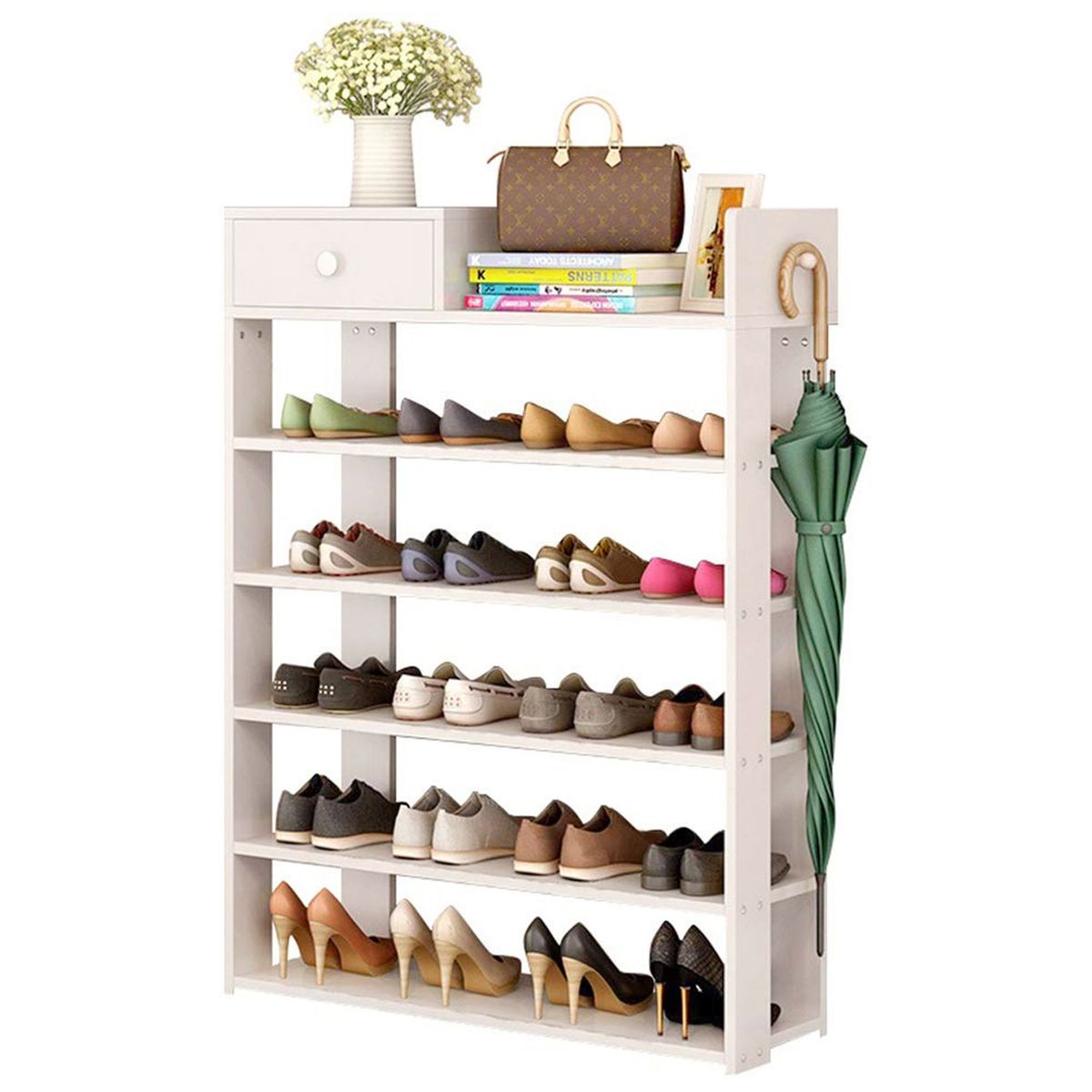 VILLA HOGAR - Zapatera multifunción Cami blanco - capacidad 20 pares de zapatos