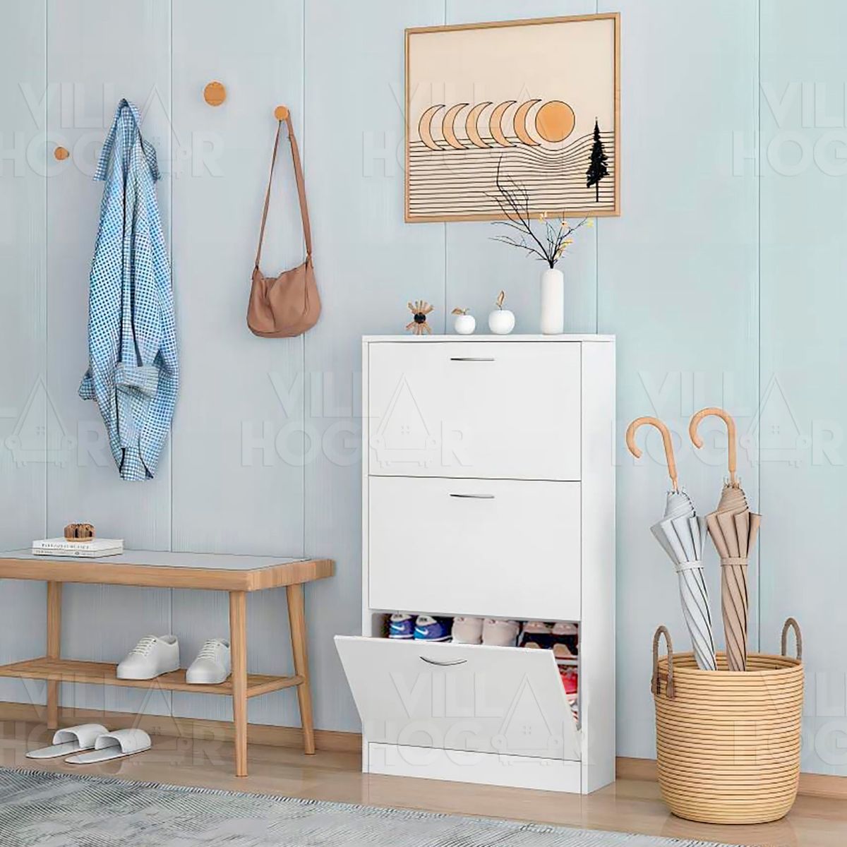 VILLA HOGAR - Zapatera cajonera medium blanco - capacidad 27 pares de zapatos
