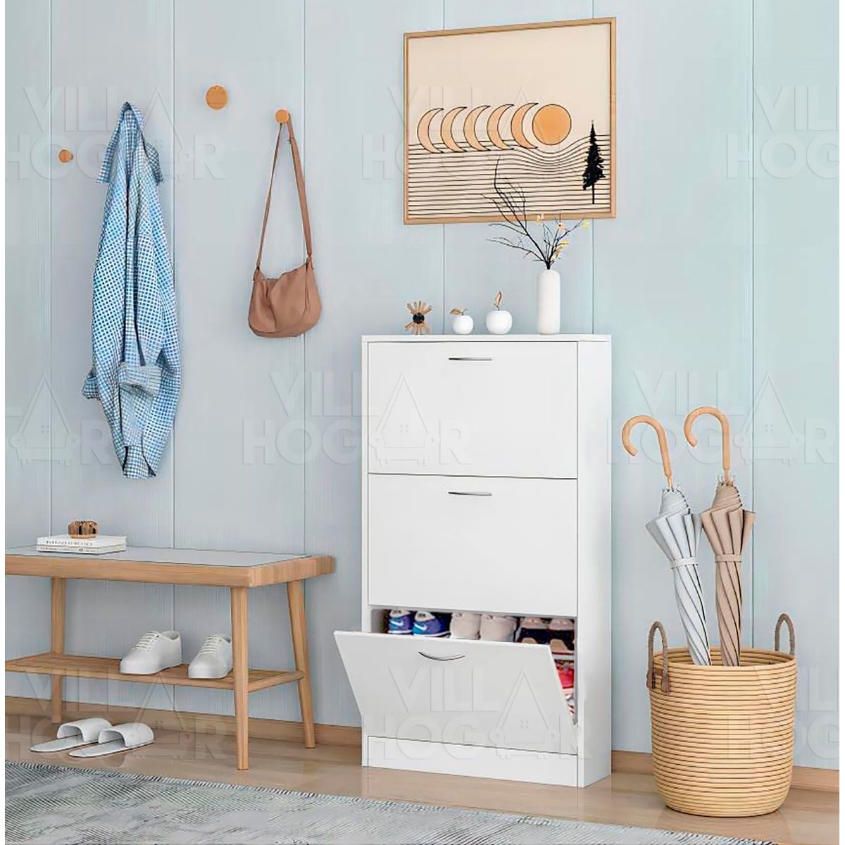 VILLA HOGAR - Zapatera cajonera medium blanco - capacidad 27 pares de zapatos