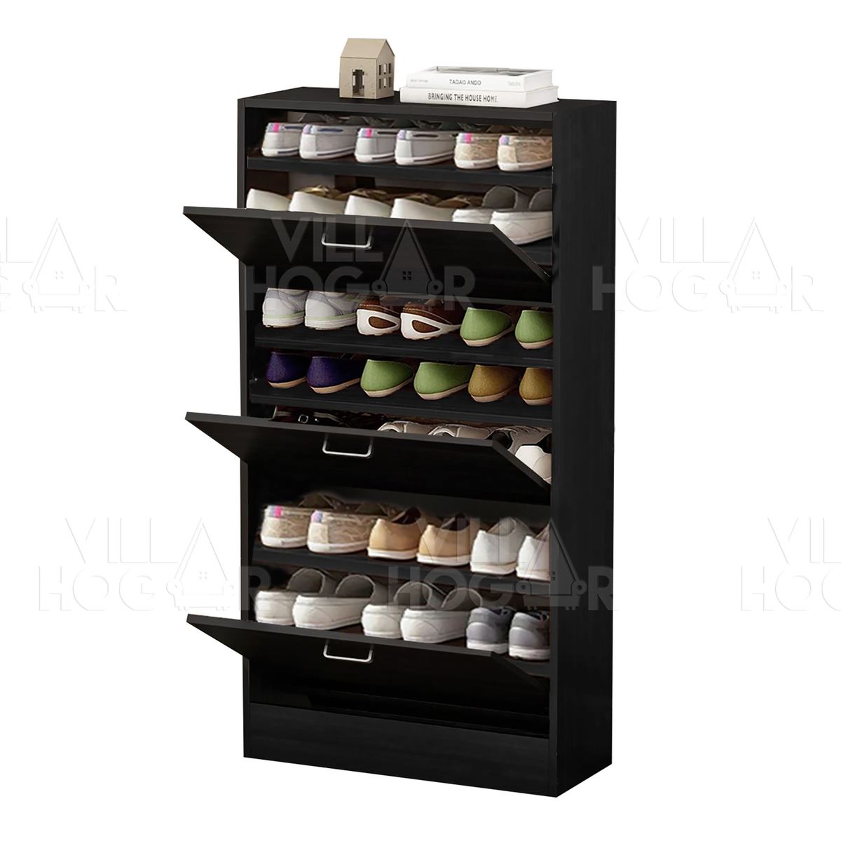 VILLA HOGAR - Zapatera cajonera medium negro - capacidad 27 pares de zapatos