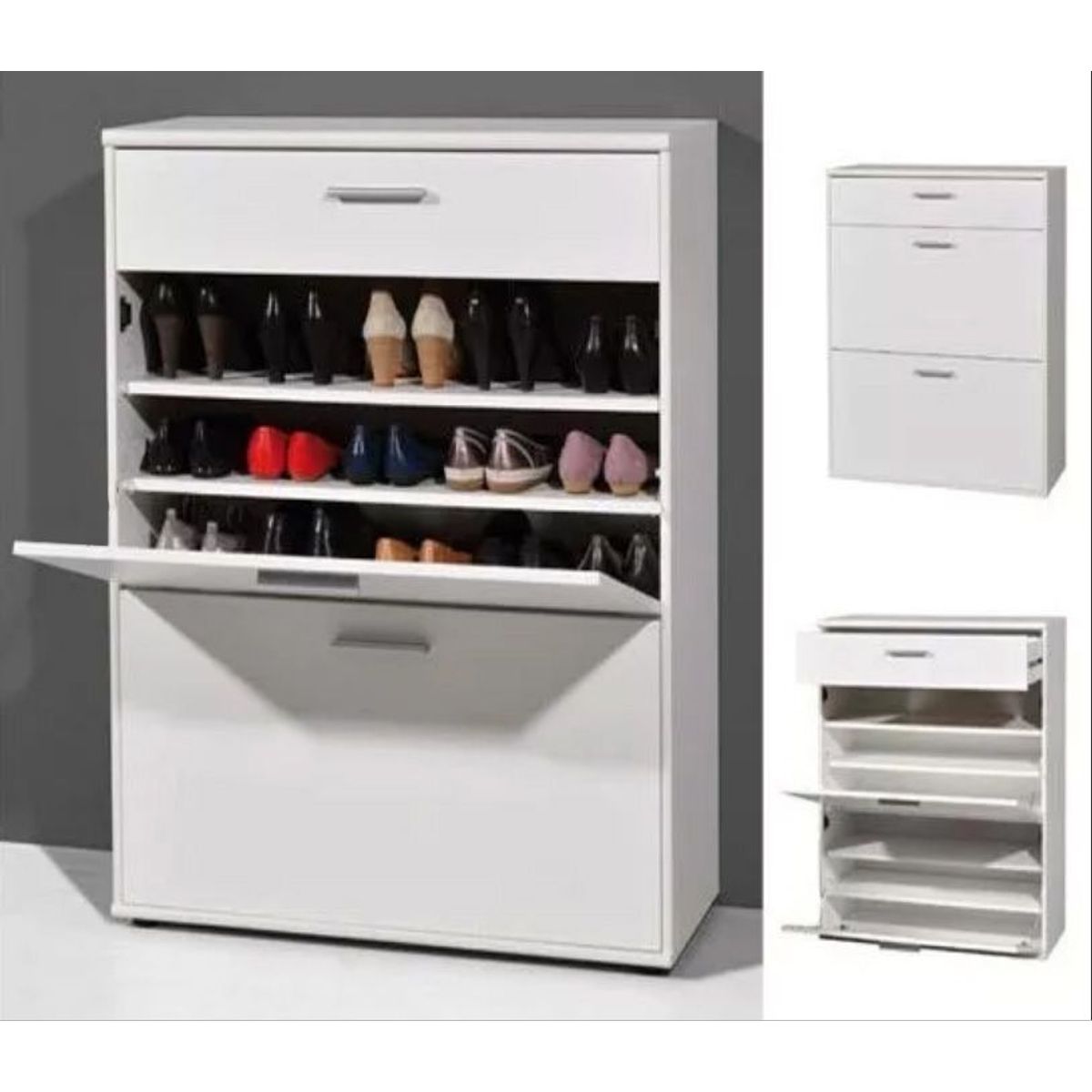 VILLA HOGAR - Zapatera velador blanco capacidad para 24 pares de zapatos