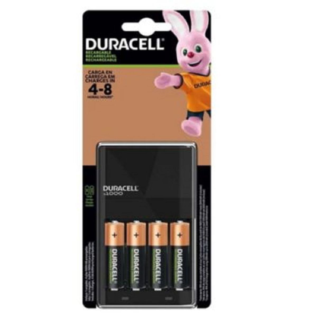 DURACELL - Cargador de Pilas Duracell  + 4  Pilas AA de 2500 mAh Recargables