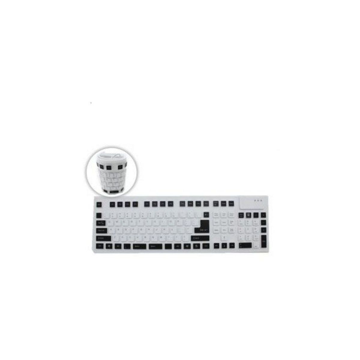 GENERICO - Teclado flexible impermeable usb st-2026 - blanco con negro