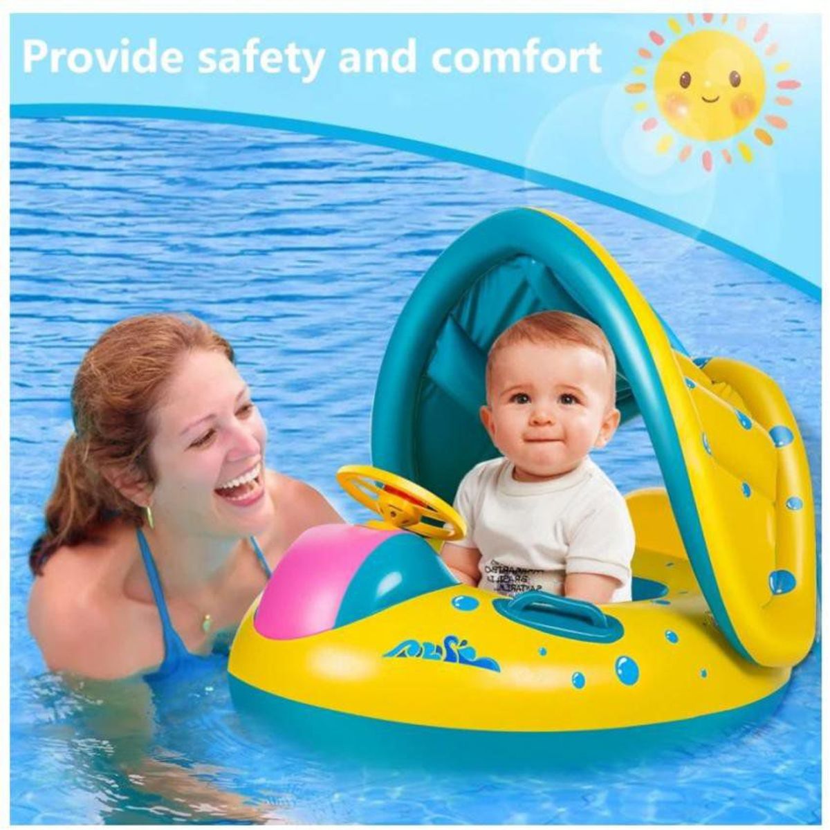 GENERICO - Flotador infantil velero para bebes asiento parasol inflable