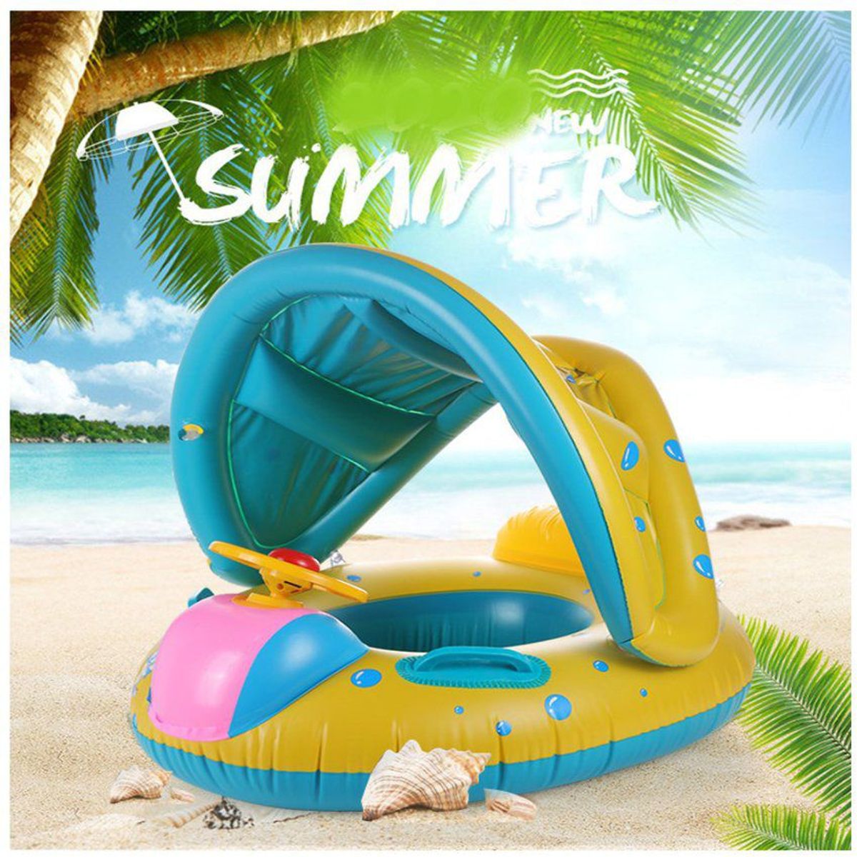 GENERICO - Flotador infantil velero para bebes asiento parasol inflable