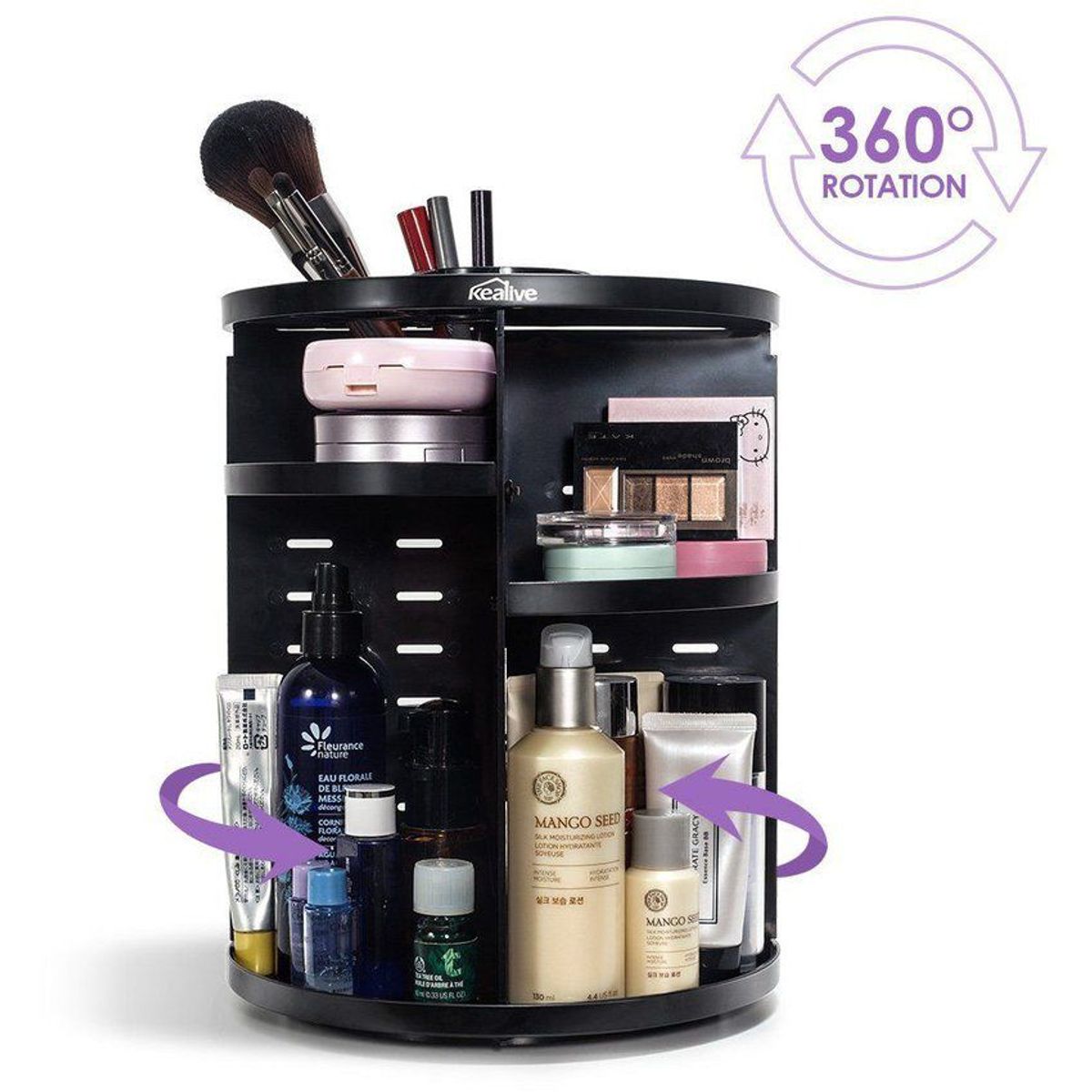 GENERICO - Organizador de maquillaje giratorio 360 ??grados ca - negro