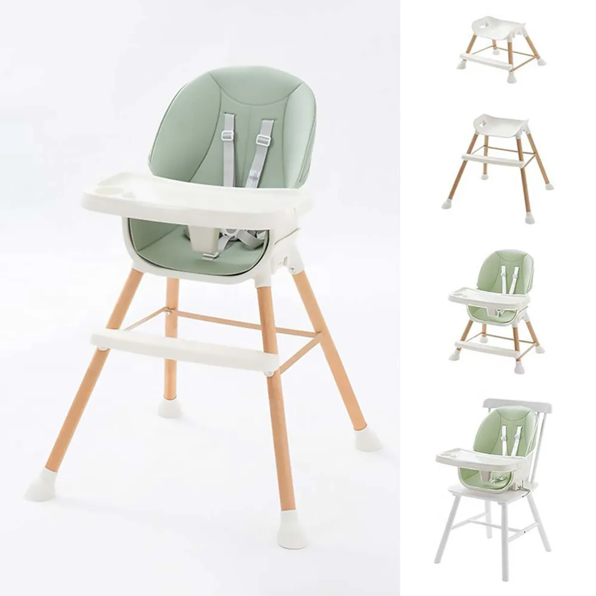 BABYKISS - SILLA DE COMER DE MADERA PARA BEBES 5 EN 1 DE LUJO ACQUA