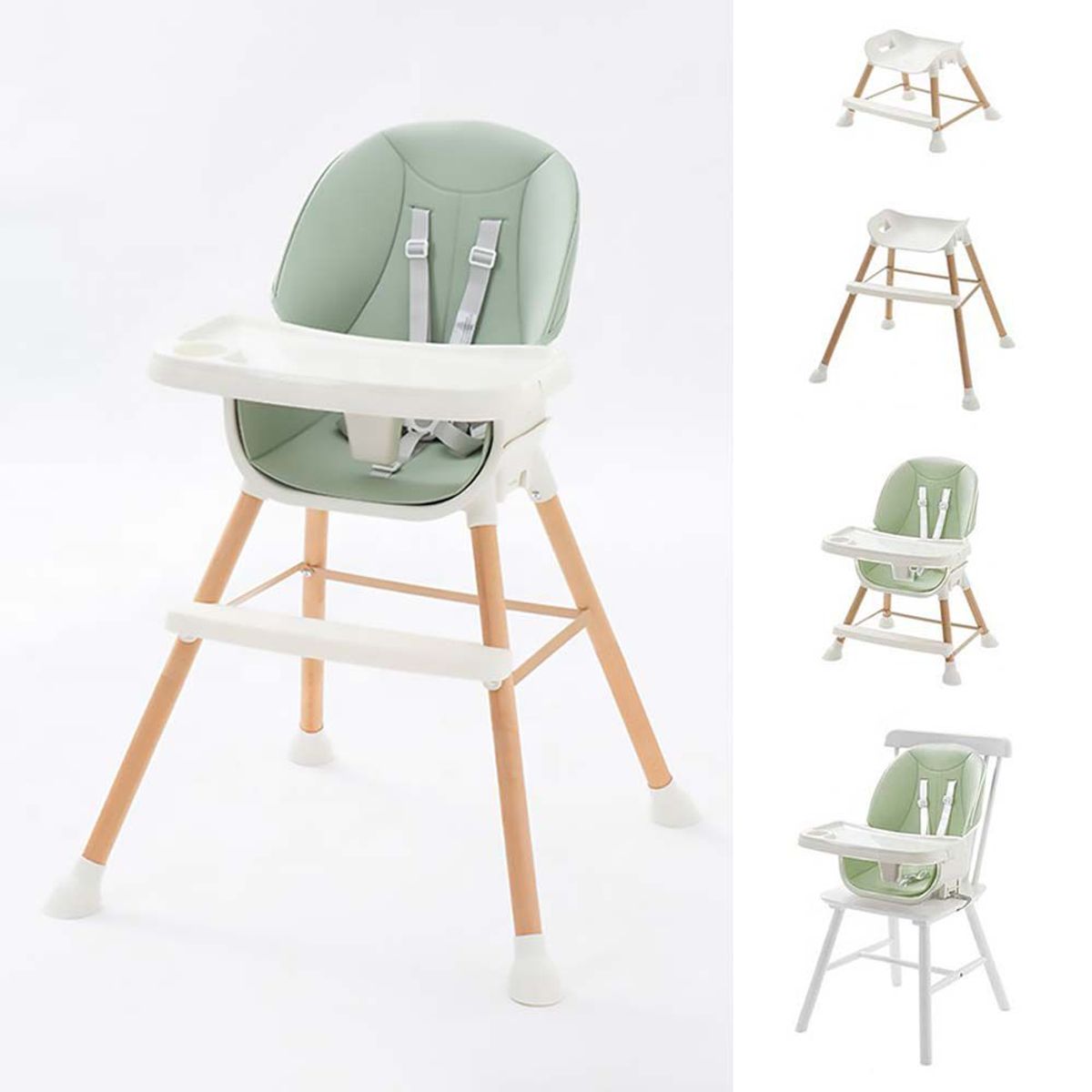 BABYKISS - SILLA DE COMER DE MADERA PARA BEBES 5 EN 1 DE LUJO ACQUA