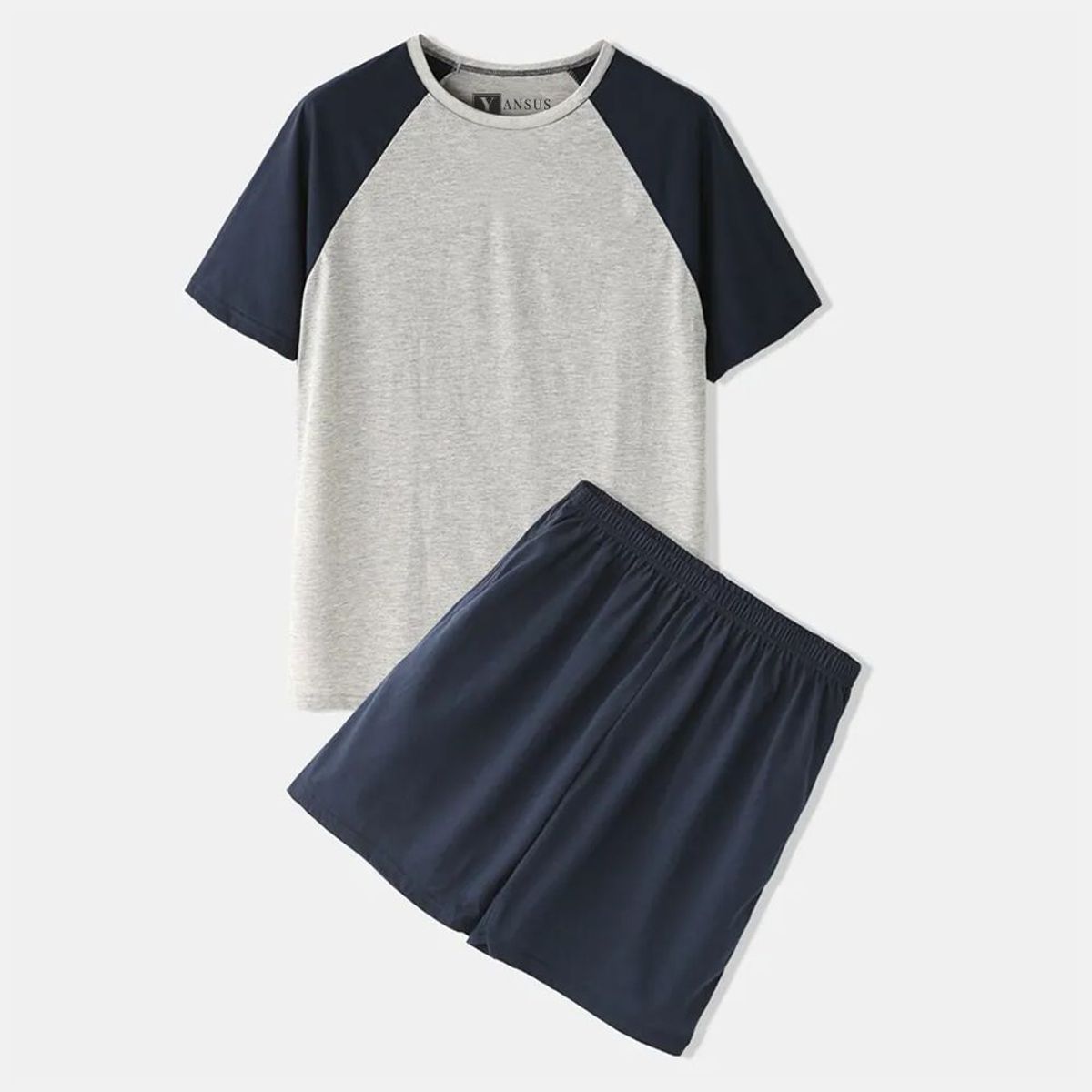 YANSUS - Pijama Hombre Yansus Pack Bicolor Melange Azul Algodon