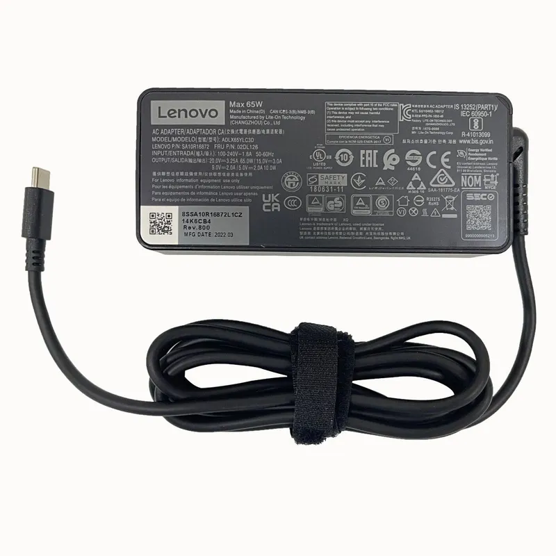 LENOVO - Cargador Lenovo 20v 3 .25a 65w Punta C Original
