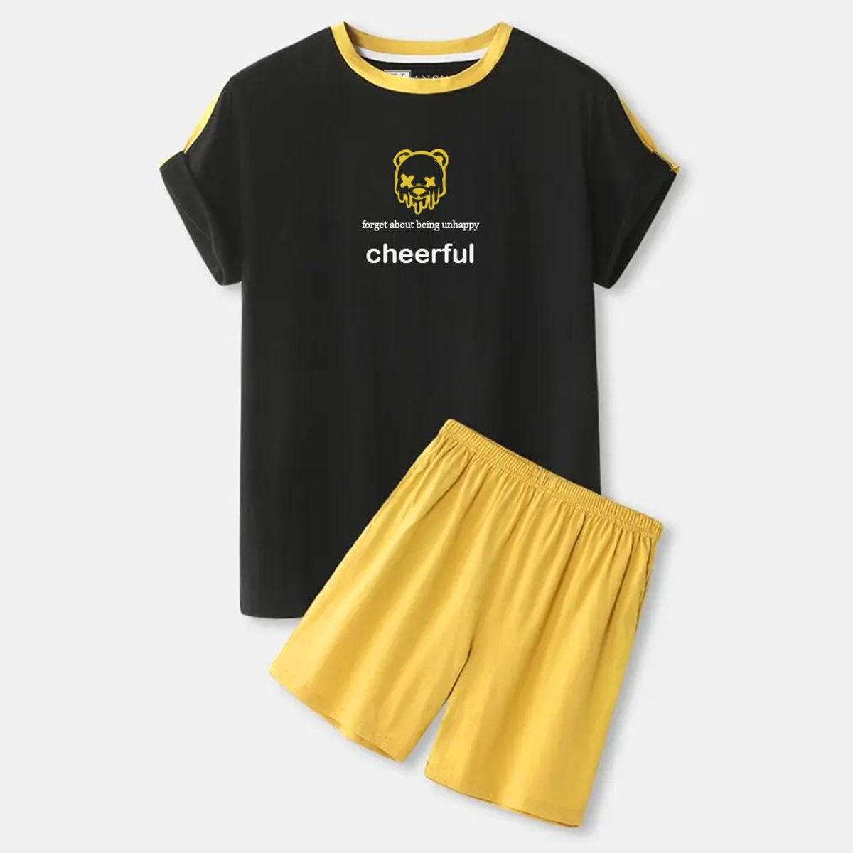 YANSUS - Pijama Hombre Yansus Bicolor Negro Algodon Cheerful