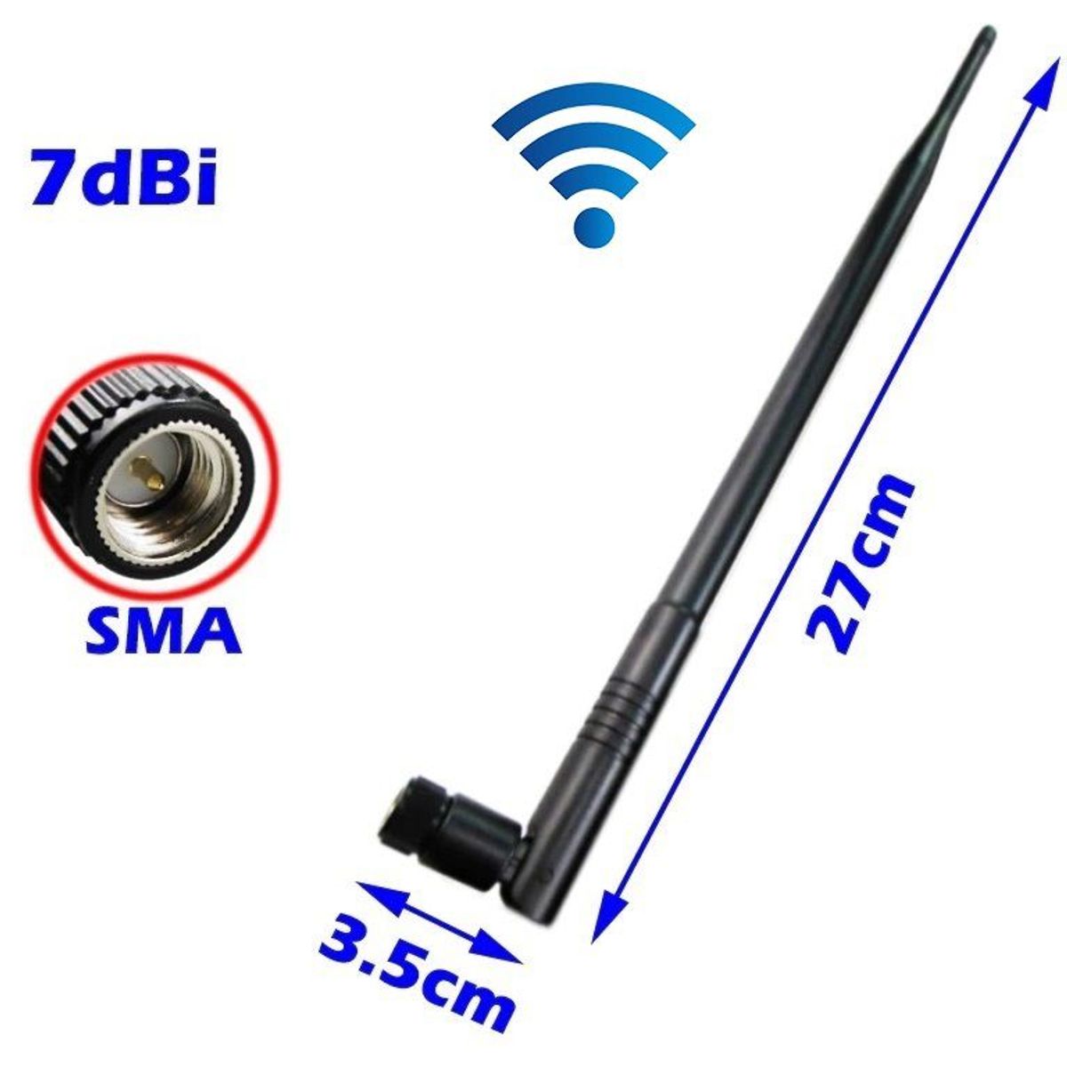 GENERICO - ANTENA WIFI OMNIDIRECCIONAL 7dbi SMA MACHO - ROUTER TARJETA RED