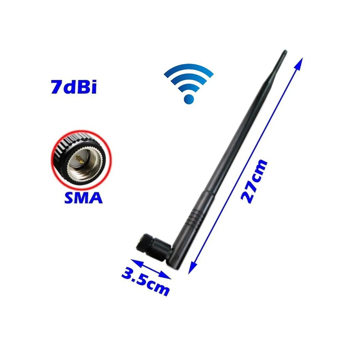 GENERICO - ANTENA WIFI OMNIDIRECCIONAL 7dbi SMA MACHO - ROUTER TARJETA RED