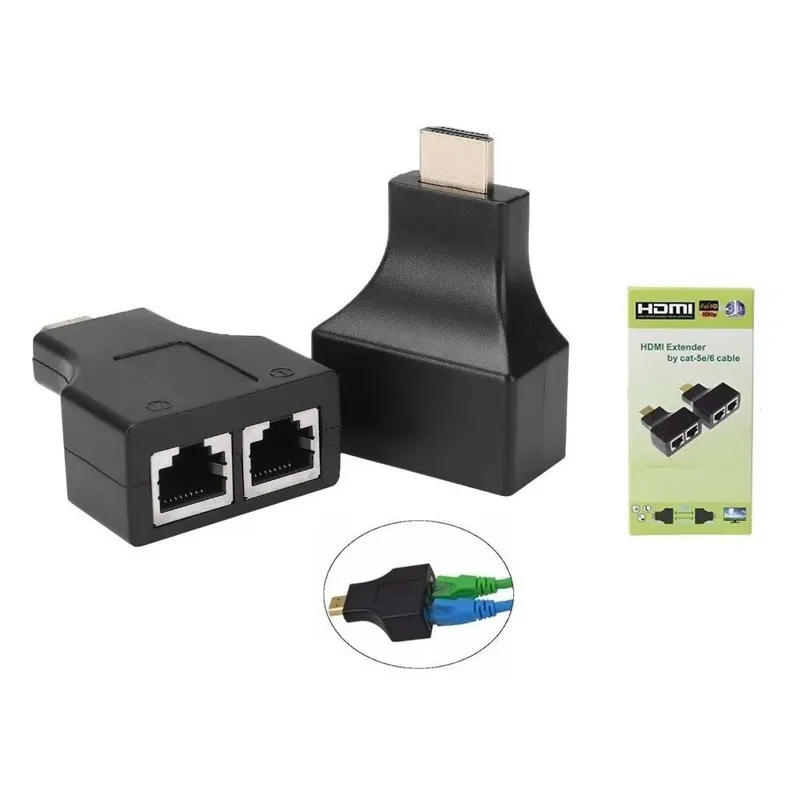 GENERICO - EXTENSIÓN HDMI EXTENSOR 30 METROS POR CABLE RED UTP CAT 5Ee / 6