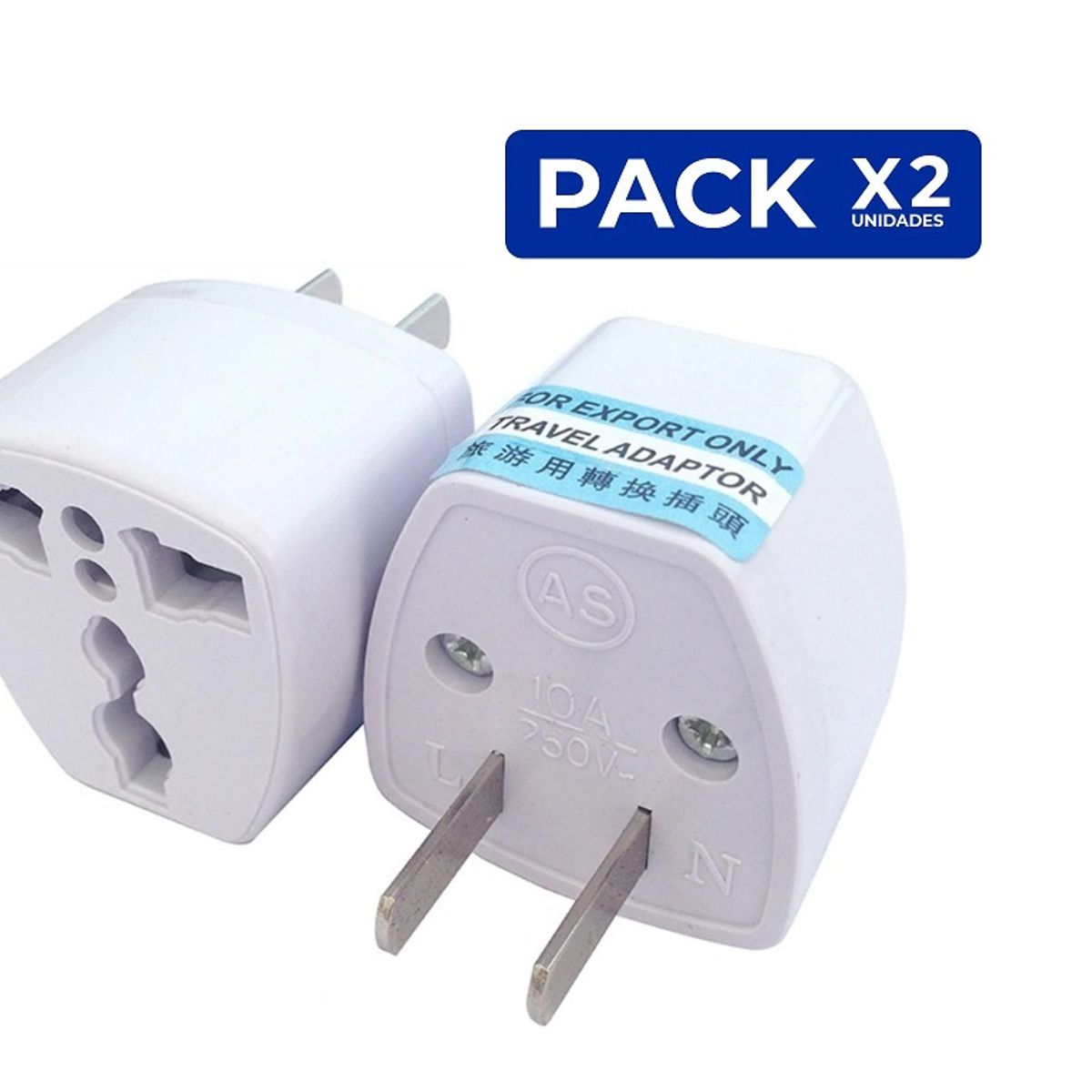GENERICO - ENCHUFE DE CORRIENTE ADAPTADOR UNIVERSAL PACK 2 UNIDADES