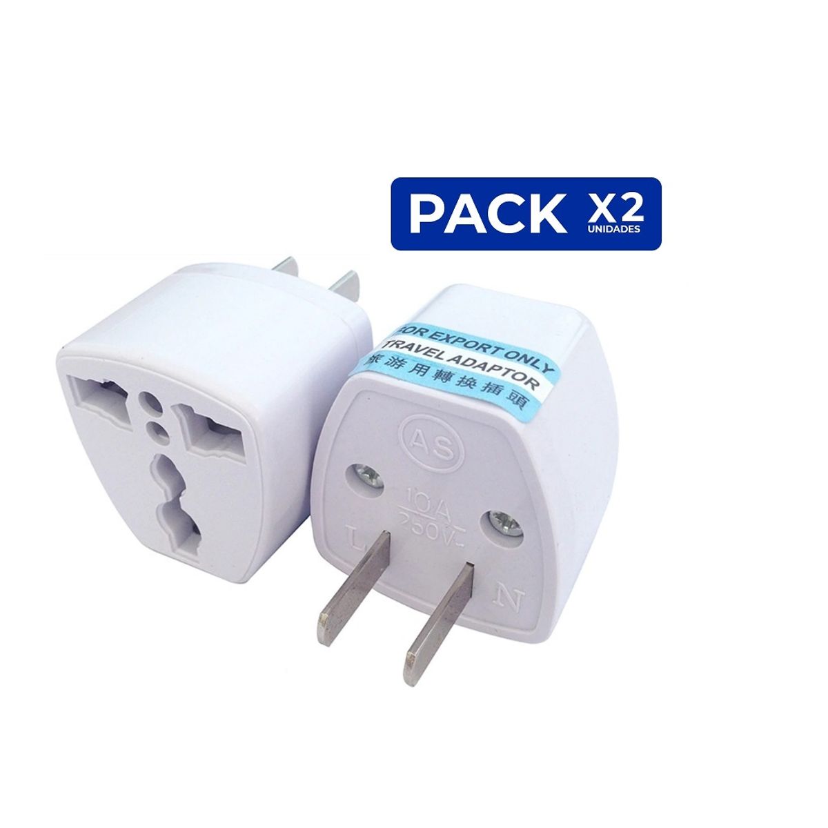 GENERICO - ENCHUFE DE CORRIENTE ADAPTADOR UNIVERSAL PACK 2 UNIDADES