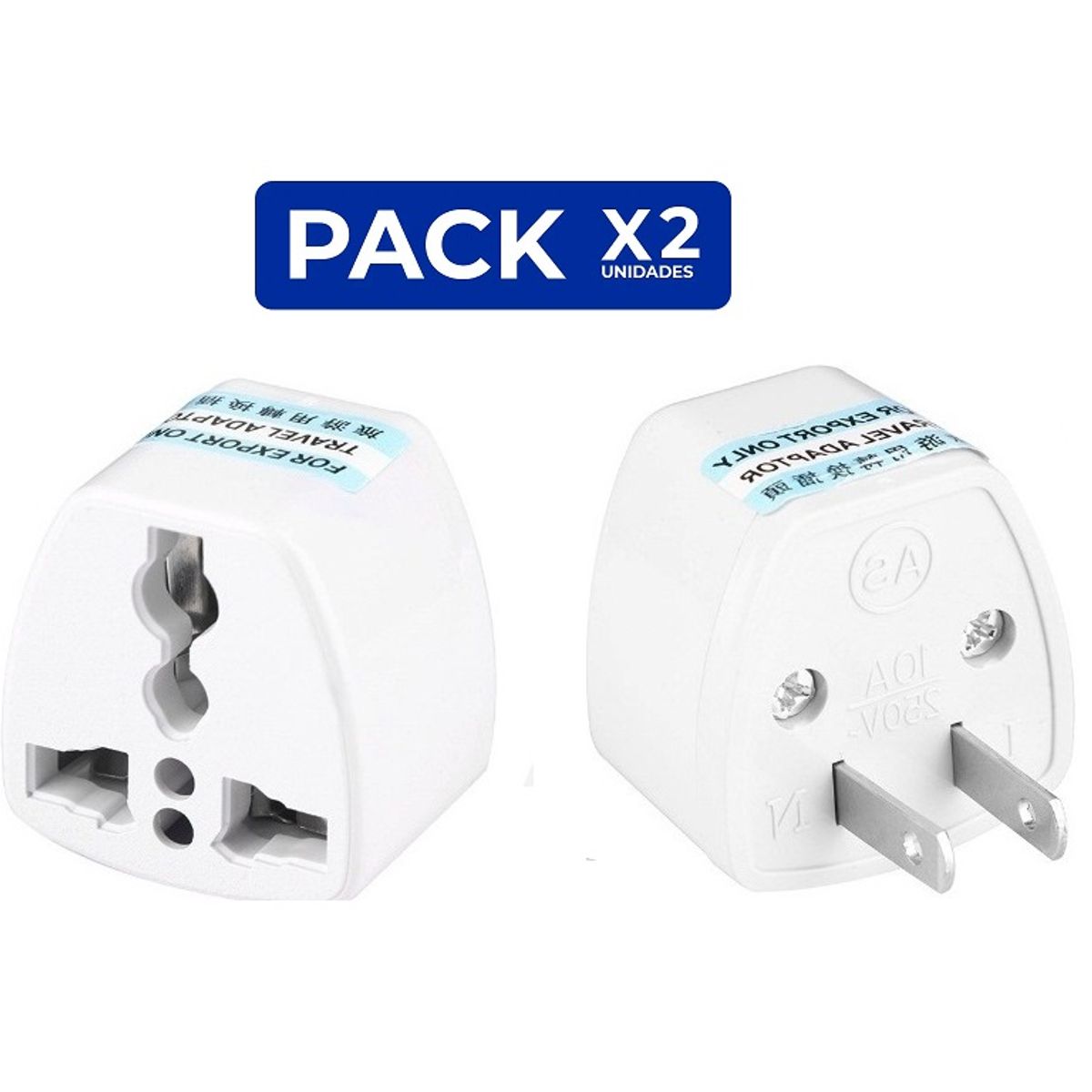 GENERICO - ENCHUFE DE CORRIENTE ADAPTADOR UNIVERSAL PACK 2 UNIDADES