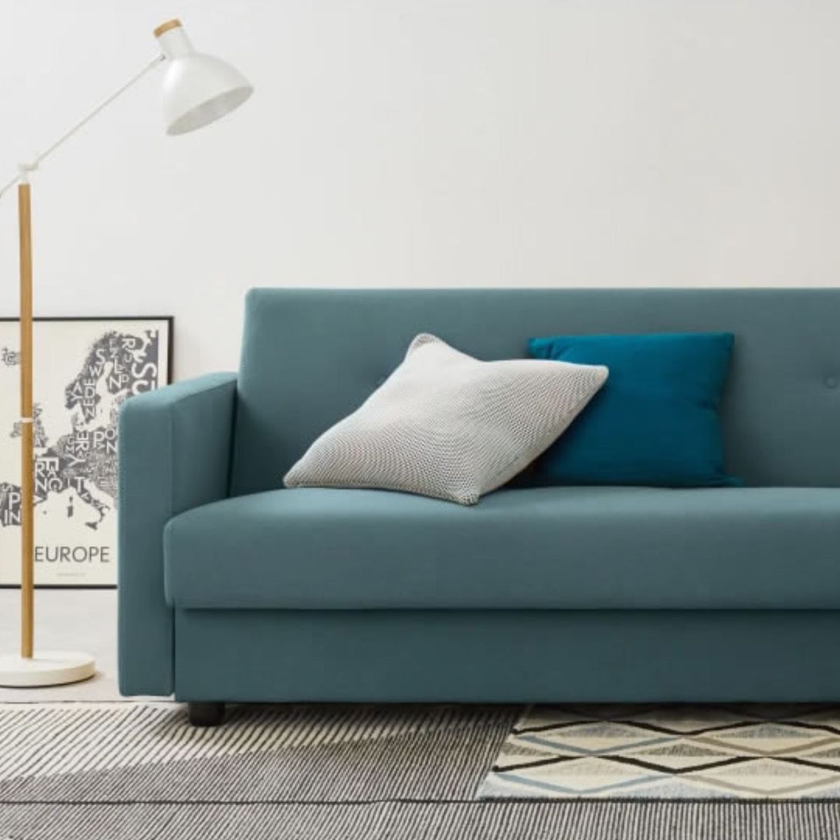 YOLODECORO - Sofá Anton De 3 Cuerpos Azul Helado