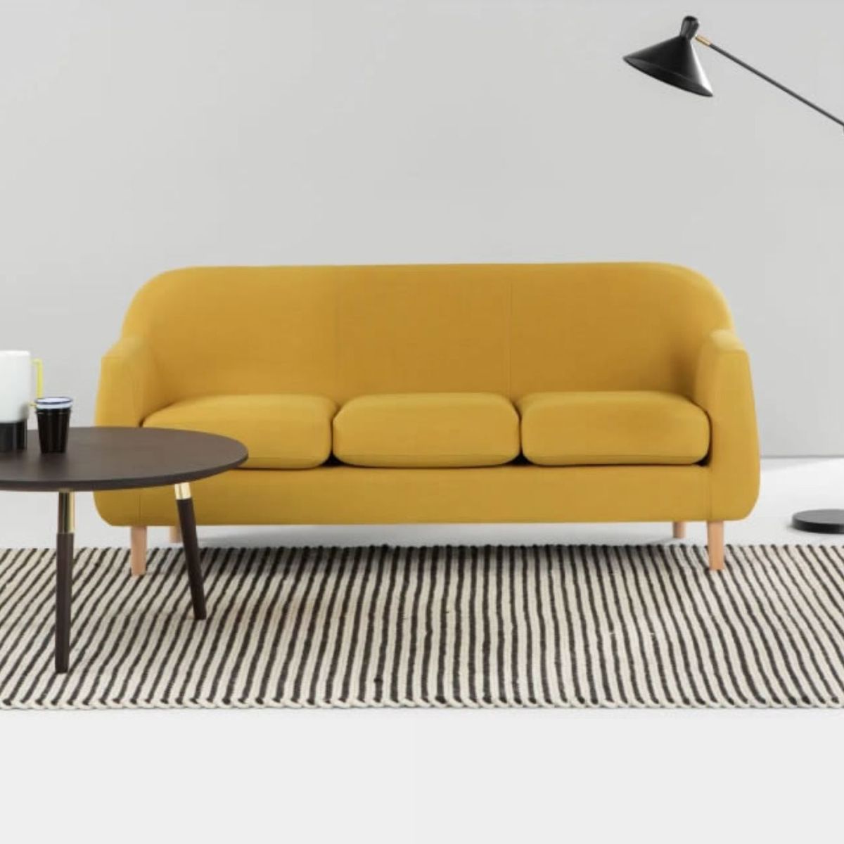 YOLODECORO - Sofá Tubby De 3 Cuerpos Amarillo Mostaza.