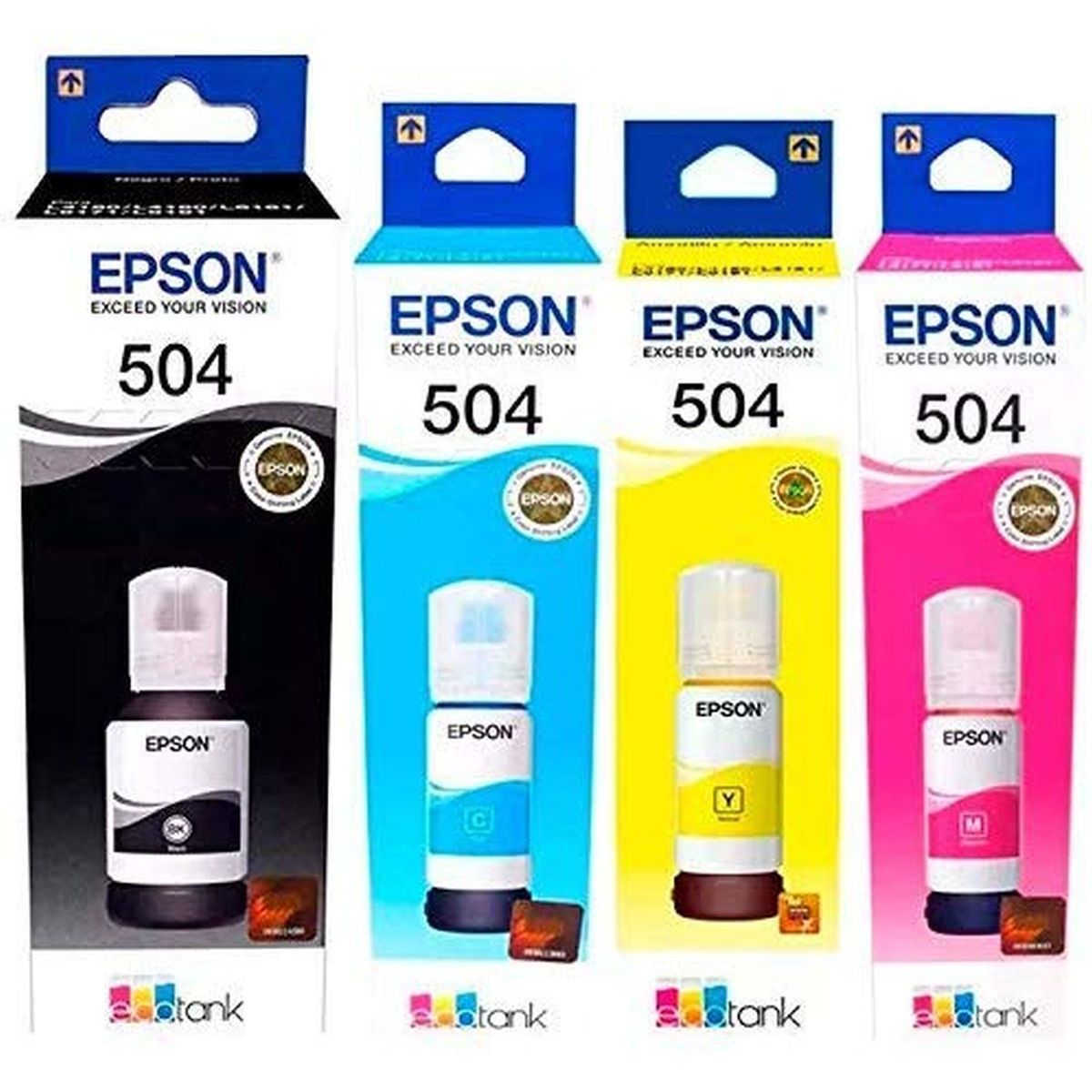 EPSON - Botella tinta epson t504 504 kit x 4unds 100% original tinta t504 P15