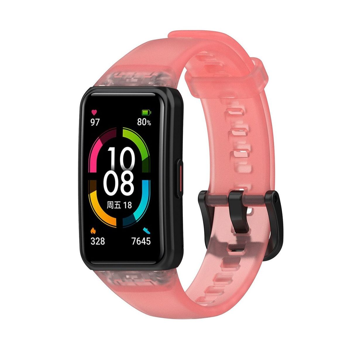 GENERICO - Correa Silicona Clear para HUAWEI WATCH BAND 6 - Rosa