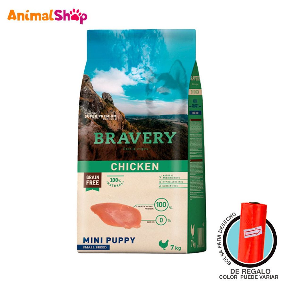 BRAVERY - Comida De Perro Cachorro Bravery Raza Pequeña Pollo 7 Kg