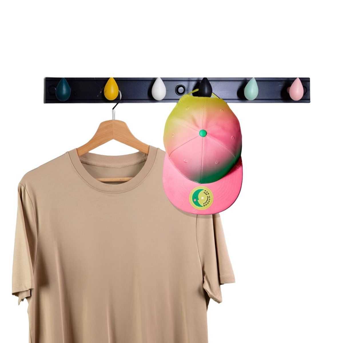 ELMEJORPRECIO - Perchero Adhesivo Para Dormitorio Oficina De 6 Ganchos Soporte Negro