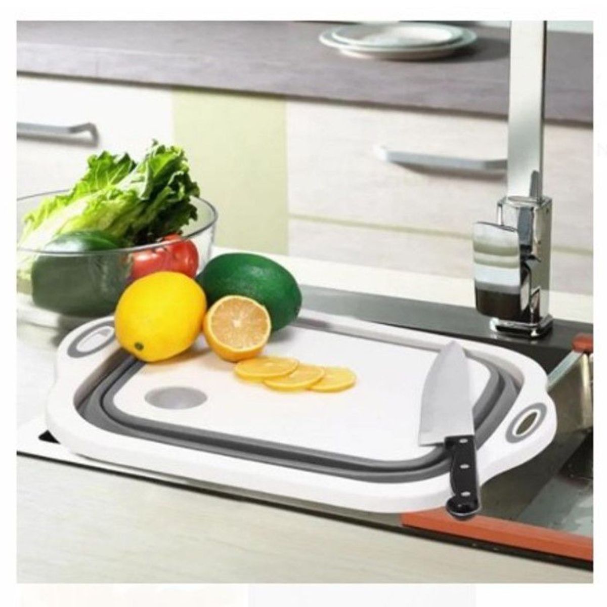 GENERICO - Tabla de picar multifuncional 5 en 1 plegable. de calidad GRANDE