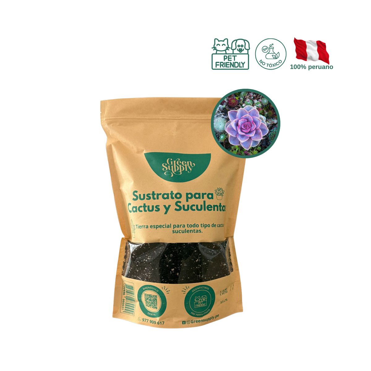 GREEN SUPPLY - Sustrato para Suculentas y Cactus- 3.5 lts