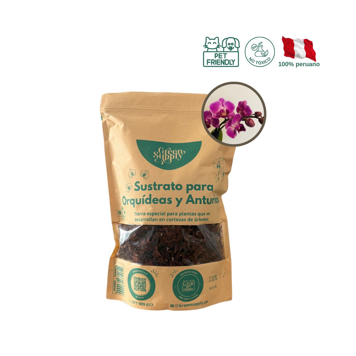 GREEN SUPPLY - Sustrato Para Orquídeas - 3.5 lts