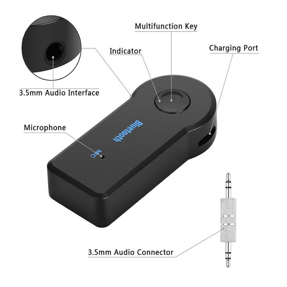 UNIVERSAL - Adaptador Receptor Bluetooth 5.0 Conector 3.5mm