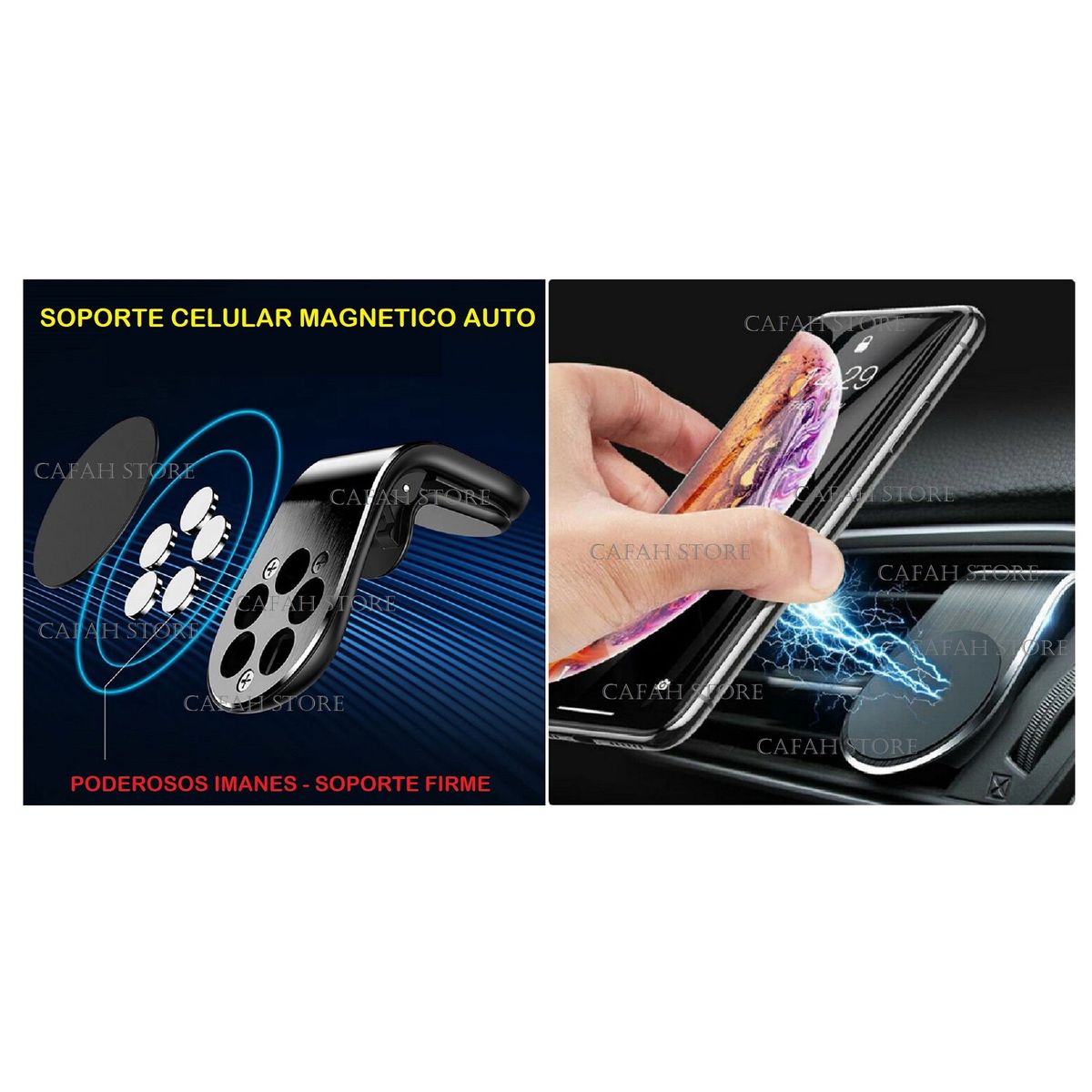 OEM - SOPORTE CELULAR 360 AUTO IMAN REJILLA AIRE NEGRO x NAVIDAD