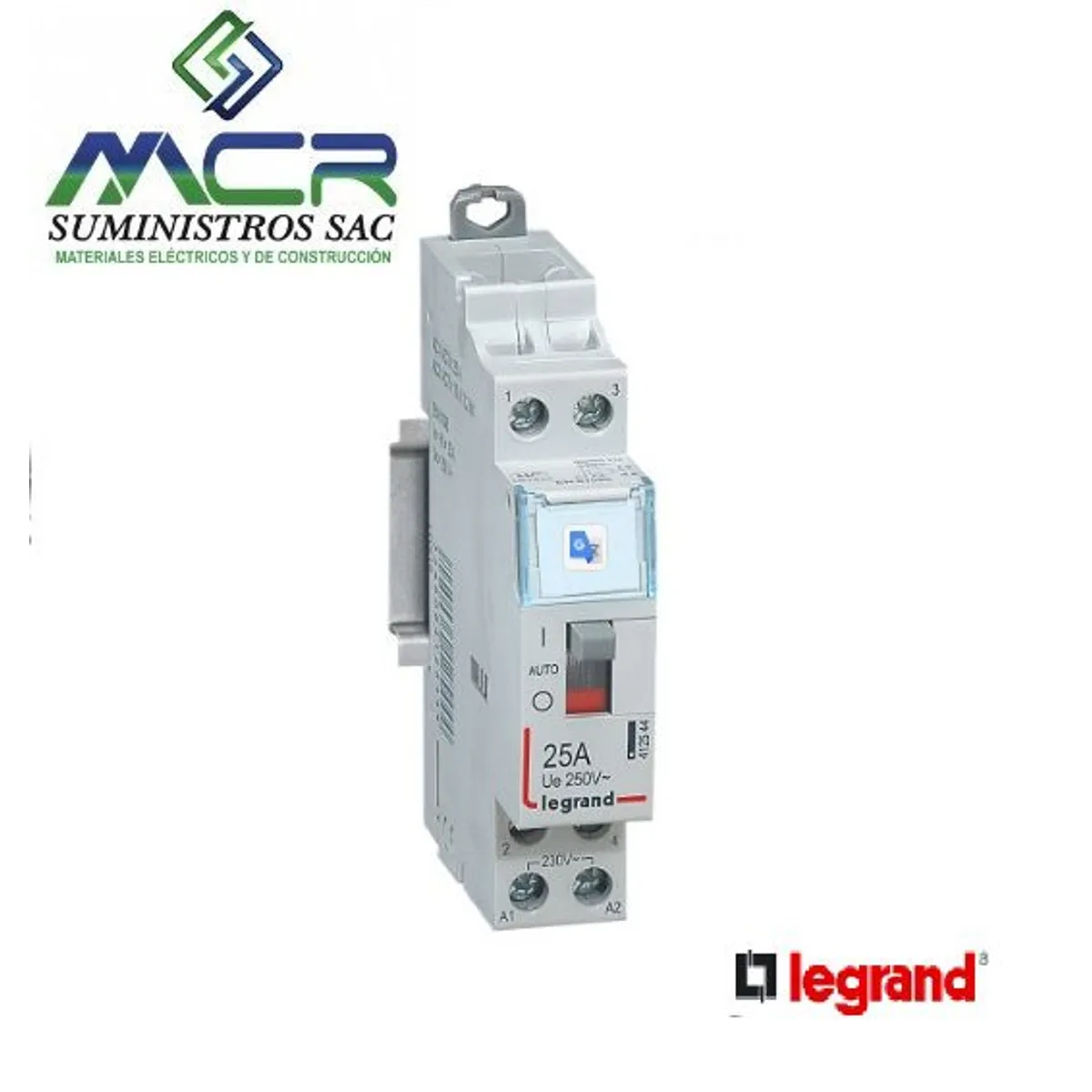LEGRAND - CONTACTOR PARA LUMINARIA 2P 25A AC3 230VAC 2NA 412544 LEGRAND