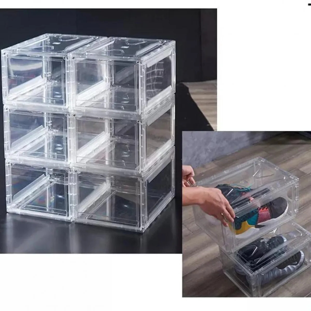 GENERICO - Organizador para zapatillas caja apilable premium para dormitorio