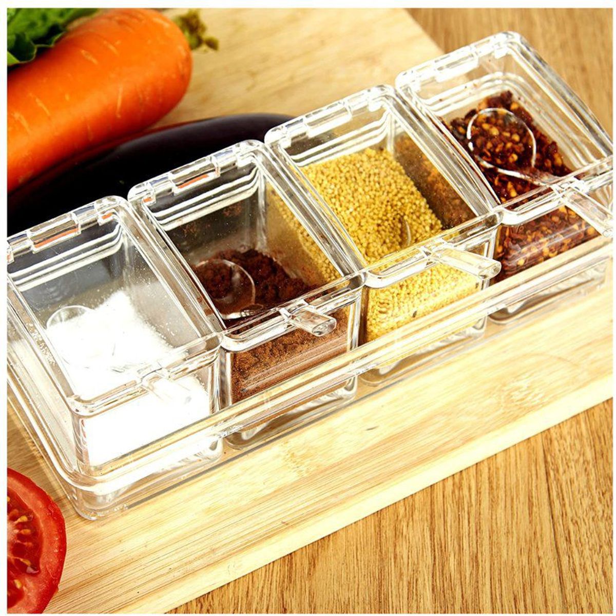 GENERICO - Condimentero acrílico con cucharitas organizador de cocina 63a