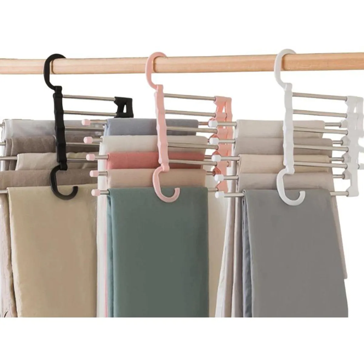 GENERICO - Perchero colgador de ropa pantalones 5 en 1 blanco